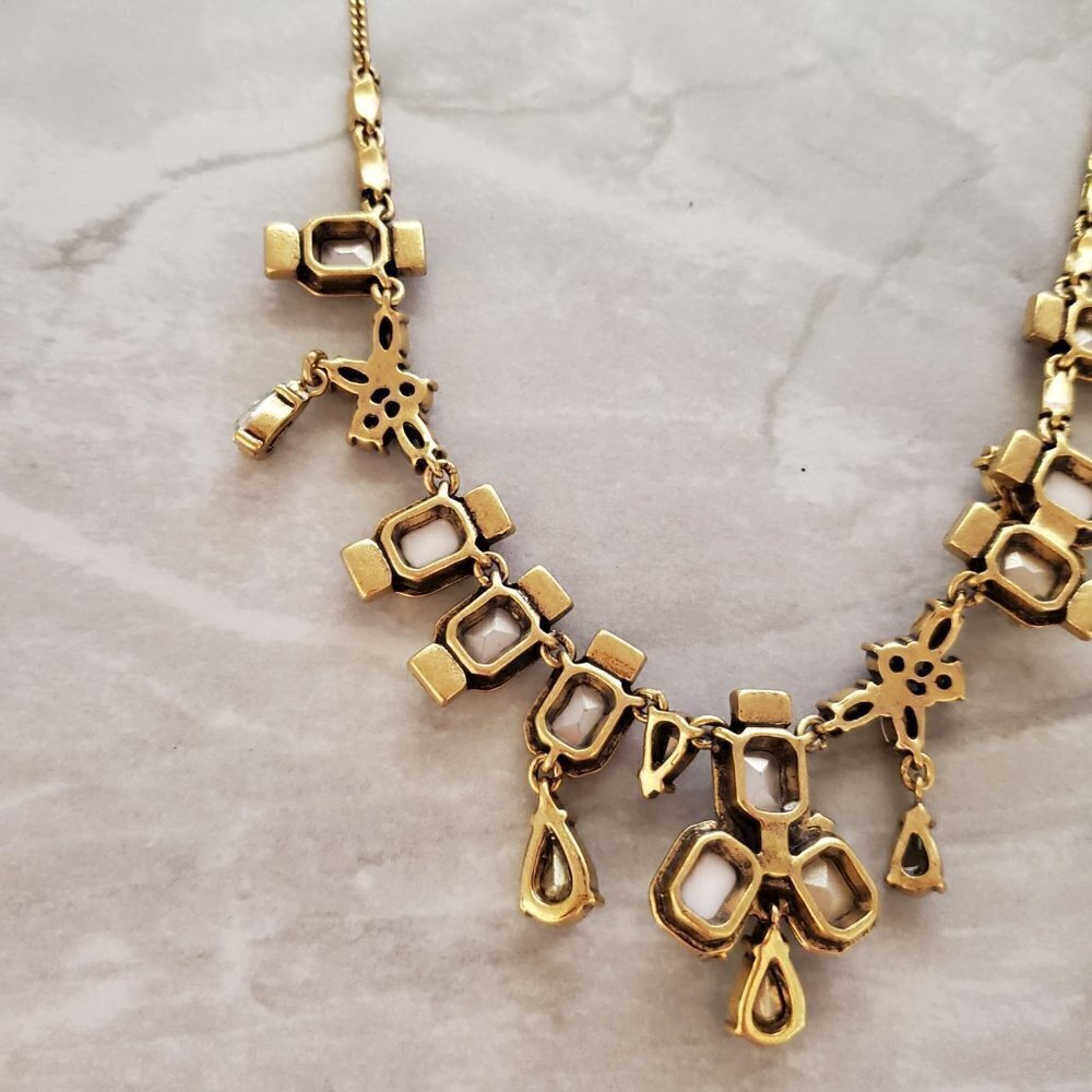 ✨ NEW J.Crew Rhinestones Crystals Mercury Glass Anitqed Statement Necklace ✨ - Picture 14 of 16